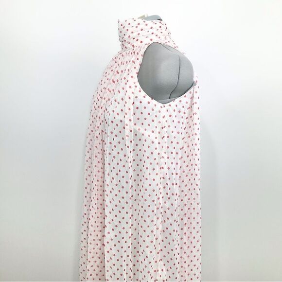 Freeway Red Polka Dot Pleated High Neck Chiffon Dress - Picture 7 of 16